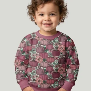 Retro Floral Pumpkin Patch Bamboo Crewneck Sweatshirt