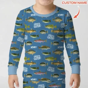 Catch Ya Later Matching Daddy & Me Bamboo Two Piece Long Sleeve Pajama Set
