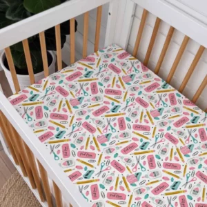 Pink Power School Supplies Bamboo Fitted Crib Sheet