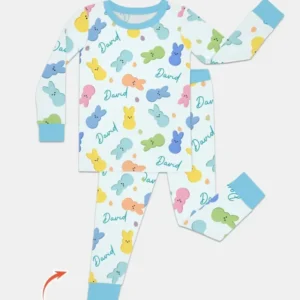 Personalized Easter Bunnies Family Matching Bamboo Two Piece Long Sleeve Pajama Set