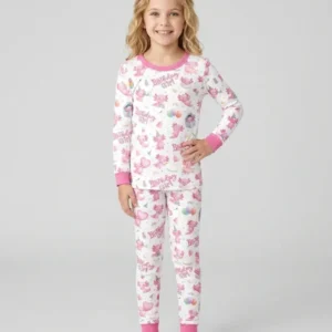 Cute Axolotl Birthday Girl Bamboo Two Piece Long Sleeve Pajama Set