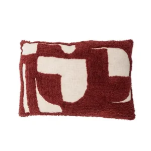 Zierkissen Cordoba – Abstraktes Tufting-Design in Bordeauxrot