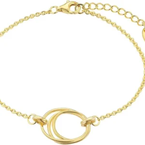 Goldfarbenes Armband mit gewundenem Anhänger und Kettengliedern