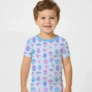 Hamsa Heart Guardians Family Matching Bamboo Two Piece Short Sleeve Pajama Set