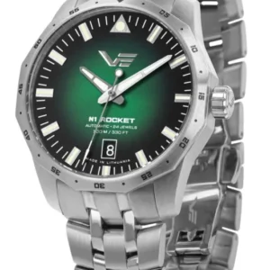 Automatikuhr mit grünem Zifferblatt und Edelstahlarmband, rundem 39-mm-Gehäuse