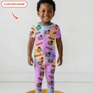 Custom Name I Am Black History Custom Bamboo Two Piece Short Sleeve Pajama Set
