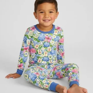 Mahjong in Bloom Bamboo Two Piece Long Sleeve Pajama Set