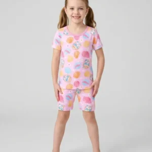 Mermaid Back To School Bamboo Two Piece Short Sleeve Shorts Pajama Set