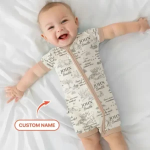 Classic Bear Bible Verse Custom Name Bamboo Shorty Zippy