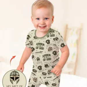 Camo Armor Of God Bamboo Two Piece Short Sleeve Shorts Pajama Set