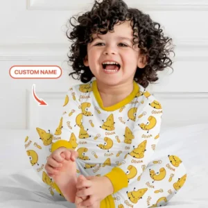 Custom Name Mac & Cheese Club Bamboo Two Piece Long Sleeve Pajama Set