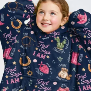 God Says I Am Western Faith Wearable Bamboo Blanket Hoodie