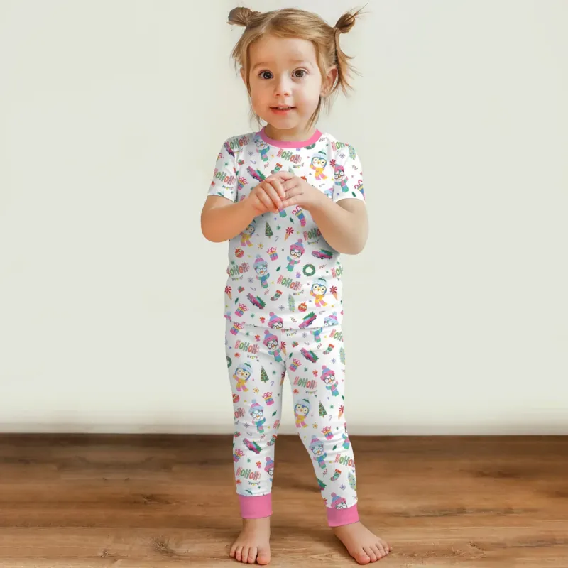 Bright Christmas Bamboo Two Piece Short Sleeve Pajama Set