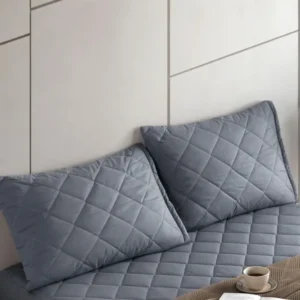 HELDENA Kissenschoner Grau 2er-Set – Baumwolle gesteppt, 50×70 cm