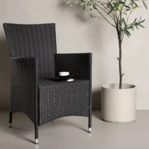 2er Set - Gartenstuhl Caro aus Rattan in Schwarz