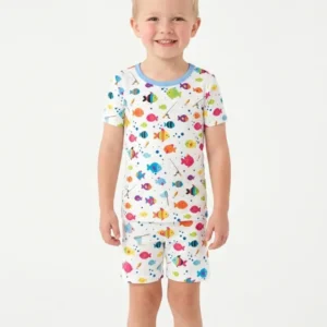 Little Fisher’s Adventure Bamboo Two Piece Short Sleeve Shorts Pajama Set