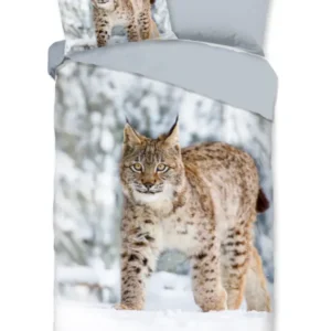 Guten Morgen Flanelled Bettbedeckung "Lynx" - Grau - Dubbele instopflap