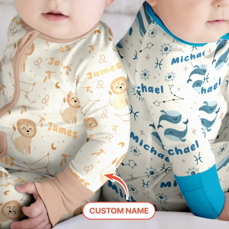 Bohemian Baby Zodiac Signs Custom Name Bamboo Convertible Zippy