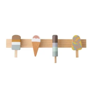 Kinder Garderobe Vika – in Holzoptik mit Eistüten-Motiv