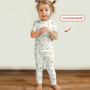 Custom Name Easter Dachshund Bamboo Two Piece Short Sleeve Pajama Set