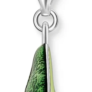 Silberner Thomas Sabo Charm-Anhänger mit Avocado-Motiv, grün, mit rotem Stein