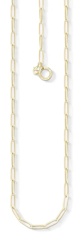 Goldfarbene Charm-Kette mit runder Öse und Herzanhänger, Gliederkette
