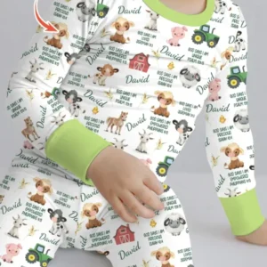 Custom Name God Says I Am Farm Animals Bamboo Two Piece Long Sleeve Pajama Set