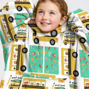 School Bus Adventures Bamboo Blanket Hoodie