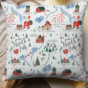 The North Pole Map Bamboo Pillow Case