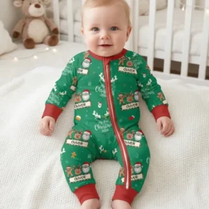 Custom Name "My Deer First's Christmas" For Boy - Bamboo Convertible Zippy
