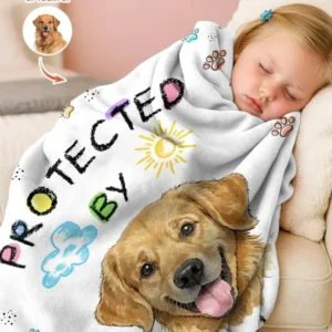 Custom Photo Crayon "Protected By" Bamboo Blanket