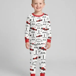 Custom Birthday My First Lap Around The Track Bamboo Two Piece Long Sleeve Pajama Set