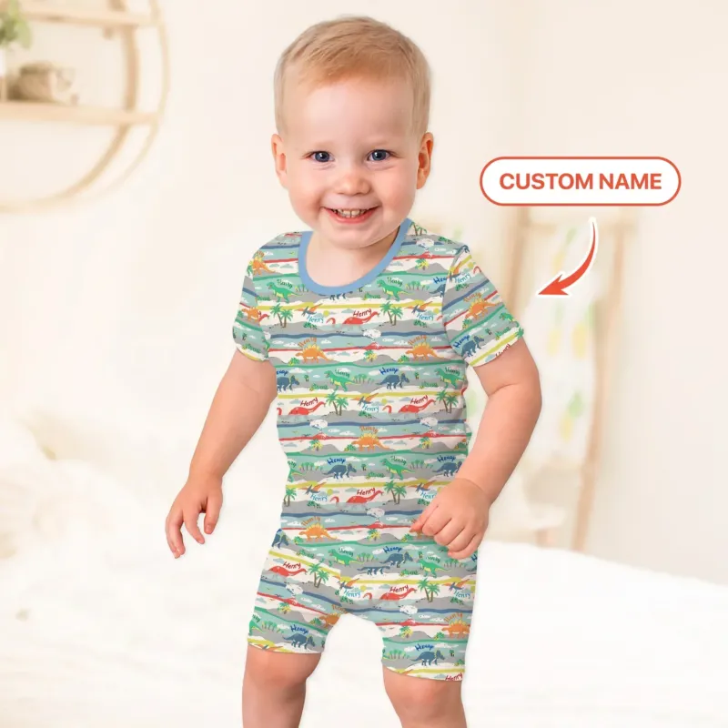 Jurassic Playground Bamboo Two Piece Short Sleeve Shorts Pajama Set