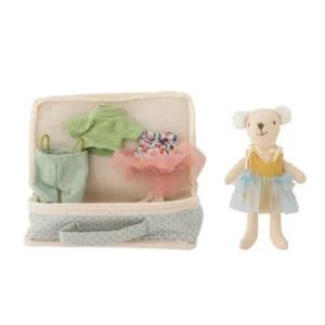 Stoffpuppe „Mia“ mit Koffer – Buntes Spielset aus Polyester