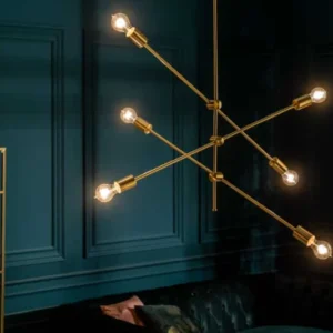 VARIATION Elegante Hängelampe 128cm gold mit sechs schwenkbaren Leuchten