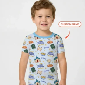 Custom name "Pesach Sameach" Bamboo Two Piece Short Sleeve Pajama Set