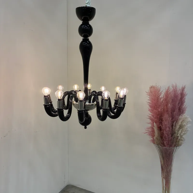 Kronleuchter Murano Schwarz Silber Atlantic Hotel Hamburg gebraucht Lampe
