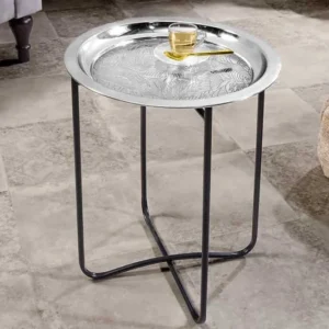 CASABLANCA Orientalischer Beistelltisch 50cm schwarz Tablett abnehmbar klappbar