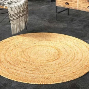 Runder Teppich PURE NATURE 120cm Jute handgewebt Flachgewebe