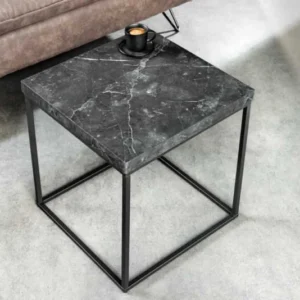 Moderner Beistelltisch ARCHITECTURE 45cm graphit Marmor-Design Metallgestell