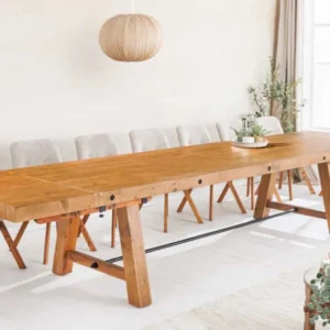 FINCA Massiver Esstisch 300-400cm vintage braun verlängerbar recyceltes Pinienholz