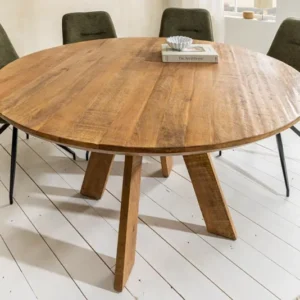 ART WOOD Runder Esstisch 140cm braun massiv Mangoholz
