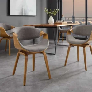 Retro Stuhl ORGANIC natur Eschenholz grau Strukturstoff