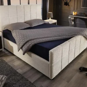 Modernes Boxbett PRESTIGE 160x200cm creme Bouclé mit Stauraum und Lattenrost
