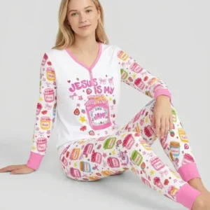 Preppy Summer Jesus Is My Jam Bamboo Women Pajama Set
