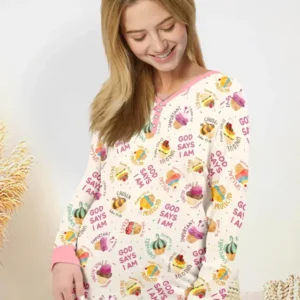 Cute Cupcake God Says I Am Bamboo Women Pajama Set