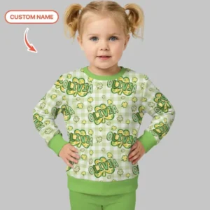 Lucky Shamrock Custom Name Bamboo Crewneck Sweatshirt
