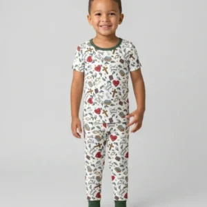 Love Jesus God Is Good Bamboo Two Piece Short Sleeve Pajama Set