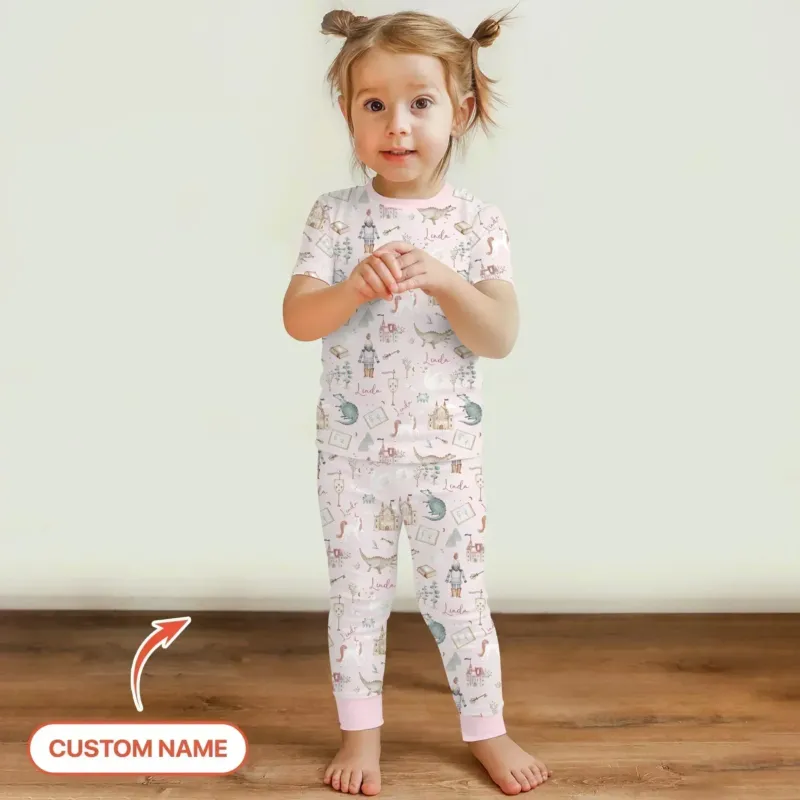 Adventure Dreams Custom Name Bamboo Two Piece Short Sleeve Pajama Set