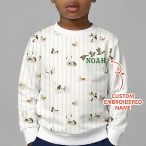 Custom Embroidered Name Mallard Duck Bamboo Crewneck Sweatshirt